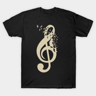 Treble Clef - Music Cello - Vintage T-Shirt